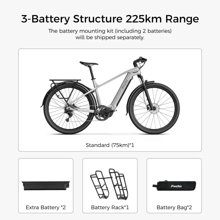 Fiido Nomads Pro Touring E-bike — M 170cm(5'7''  ) - 190cm (6'3'') / Extender (225km) — manufacturer photograph; Manufacturer SKU M32-46S-US-1