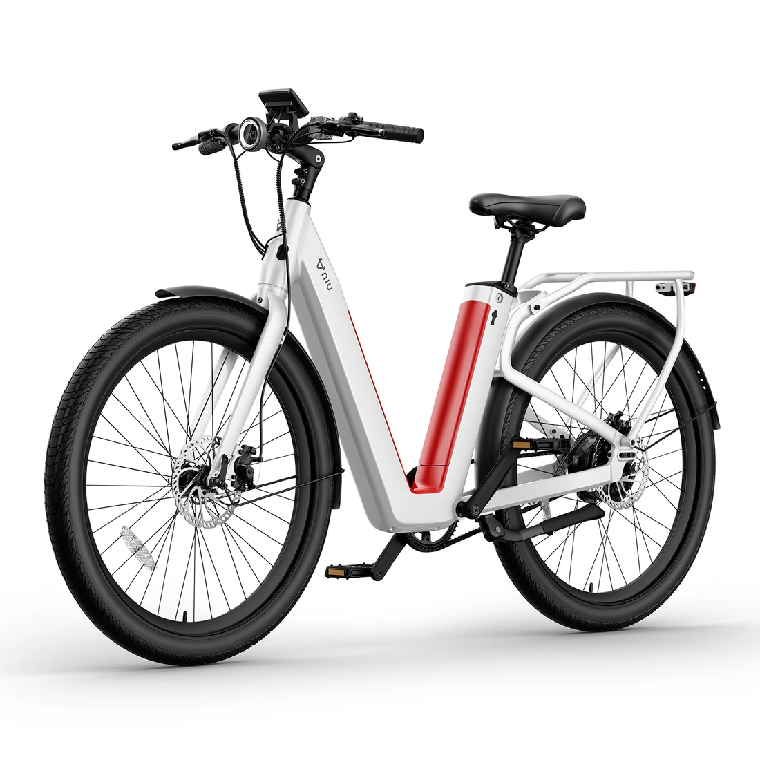 NIU BQi-C3 Pro Ebike White Speed 20mph | Range 90 miles — manufacturer photograph; Manufacturer SKU EBSL37W119