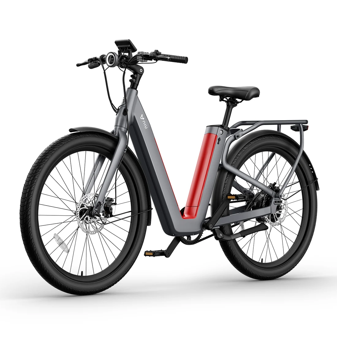NIU BQi-C3 Pro Ebike Speed 20mph | Range 90 miles — Glossy Gray — manufacturer photograph; Manufacturer SKU EBSL37S119