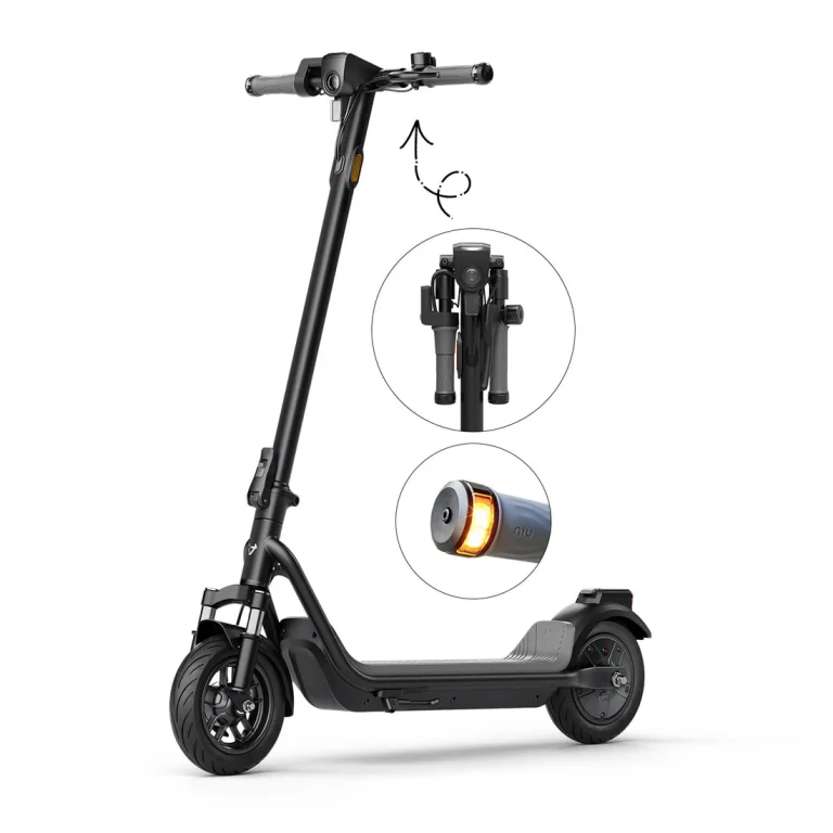 NIU KQi 100F Foldable Handlebar Electric Scooter 17.4 mph | Range 18 miles — Gray — manufacturer photograph; Manufacturer SKU KCT34GG1A11