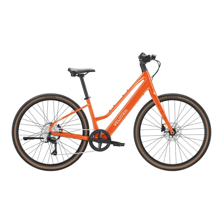 Velotric Tempo Ebike — Mid-Step / Large / Sunset Tangerine — manufacturer photograph; Manufacturer SKU VT200003A