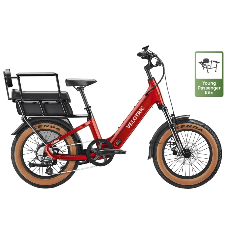 Velotric GoMad Ebike — GoMad + Young Passenger Kit / Dark Amber — manufacturer photograph; Manufacturer SKU GOMADYKIT
