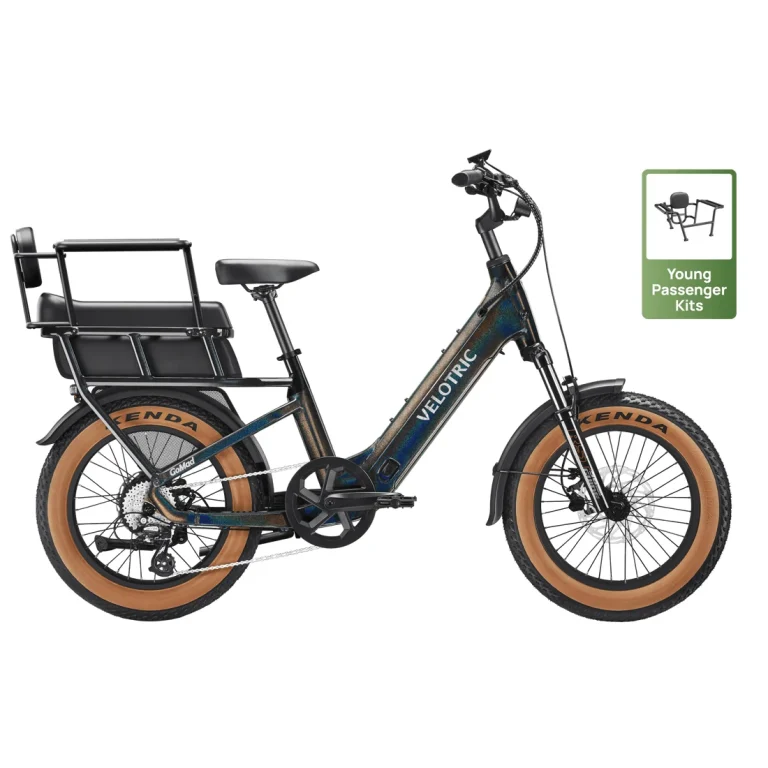 Velotric GoMad Ebike — GoMad + Young Passenger Kit / Obsidian — manufacturer photograph; Manufacturer SKU GOMADYKIT2